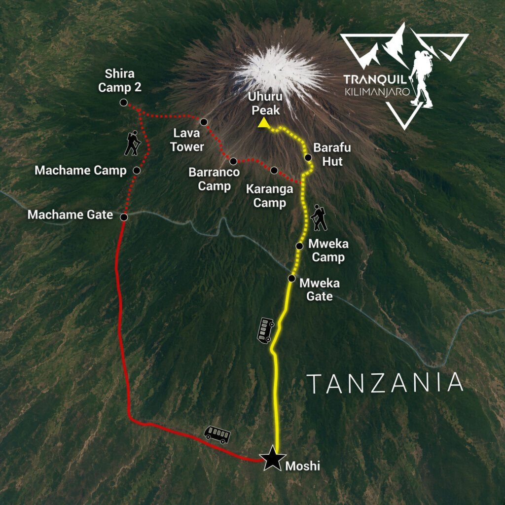 mweka-route-map Mweka Route map
